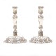Pair of sterlingsilver candlesticks by Axel Salomonsen, Copenhagen. H: 18,8cm. W: 748gr