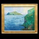 Eyvind Mohr, 1926-2005, oil on canvas. Landscape, Faroe Islands. Signed and dated 1994. Visible size: 63x78cm. With frame: 79x94cm