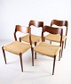 4 spisestuestole, model 71, N.O. Møller, teak, formgivet 1951
