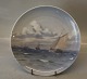 B&G 4821-357-20 Plate: Sailships outside Kronborg 20 cm Signed EL? B&G Porcelain