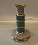 457-3338 RC Grey candlestick with green and gold 18 cm Royal Copenhagen Craquelé, (Crackelure)