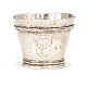 Brændevinsbæger i sølv. Utydeligt stemplet. Forsynet med ejermonogram "MID" og dateret 1648. H: 35mm. D: 45mm. V: 25,4gr