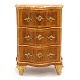 Mid 18th century gilt walnut chest of drawers. Copenhagen, Denmark, circa 1750. H: 84cm. W: 61cm. D: 46cm