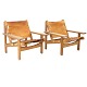 Pair of Spanish Chairs by Kurt Østervig Denmark circa 1960. Oak and leather - Nice patinated