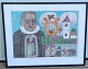 Henry Heerup Blicher ca 62 x 78 cm inklusiv træramme glas og pas partout  nummeret