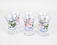 6 snapseglas, håndmalet blomster dekoration,1930