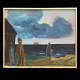 Jens Søndergaard, 1895-1957, oil on canvas. "Evening at the sea". Signed and dated 1942. Visible size: 61x76cm. With frame: 65x80cm