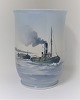 Bing & Grondahl. Porcelain vase with motif of a tugboat. Model 8715/460. Height 21 cm. (2. quality)