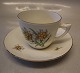 Mimer 102 Cup and saucer 1.25 dl (305) B&G Cream porcelain Edelweiss flower, gold rim, form 356