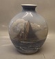 B&G 948- 5507 Stor Marine Vase 31 x 28 cm Sejlskib Bing & Grøndahl