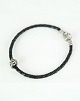 Armbånd, Pandora, sort flet, 925 sterling sølv, original lås