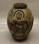 3301 RC Lidded vase 26 cm Jais Nielsen religious figures in relief Royal Copenhagen Art Pottery