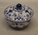 657-1 Covered small sugar bowl 7.5 x 9.5 cm Blue Fluted Danish Porcelain half lace