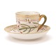 Royal Copenhagen: Flora Danica kaffekop 3597. Perfekt stand. H: 7cm. Underkop diameter 14cm. "Andromeda tetragona L"
