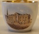 University of Copenhagen RC Antique Cup 6.3 x 8 cm with high handle 8.5 cm  and saucer 14 cm  Royal Copenhagen prospectus cup