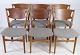Sæt af seks, "model 42A" designet af Helge Sibast, Eg & teak, grå pude, 1953