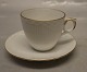 1275-528 Kaffekop, Mokka 5.5 x 6.5 cm (054) og underkop 10.5 cm (055) (054) Tradition  Royal Copenhagen 1275 - hvid halvblonde med guldkant