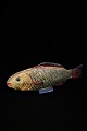 Decorative 1800s "fish" in painted papier-mâché with glass eyes and a really nice patina...