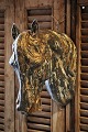 Decorative old French "horse head" in zinc with a super fine patina and remnants of old gold painting...
