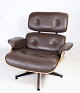 Charles Eames Lounge chair, brunt læder, lys valnød, Herman Miller, 2007