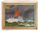 Maleri - Lærredet - Guldramme - E. Hansen skibsmotiv - 1930
