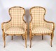 Et par Lænestole, Ternet lyst stof, træ, 1920