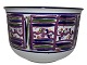 Royal Copenhagen art potteryLarge unique round bowl with purple decoration