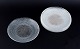 Murano, Italien, et sæt på seks tallerkner i klart glas med spiralformet gulddekoration.