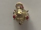 Ball with red stones Charms / Pendant in 14 carat goldHeight 20.12 mm
