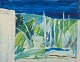 Örjan Wikström, født 1948, svensk kunstner, virksom i Stockholm og Paris, olie på lærred.Abstrakt komposition.