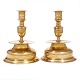 Pair of large Baroque bell shaped brass candlesticks. Denmark circa 1750. H: 21cm. D base: 16cm
