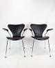 Syverstol med armlæn - Model 3207 - Sort Læder - Arne Jacobsen & Fritz Hansen