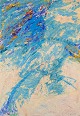 A. Rust, tysk kunstner. Akrymaling på træplade. Abstrakt komposition.Koloristisk palette.