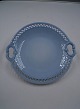 B&G Danish porcelain with hollow edge in light blue glaze. Round cake dish with handles 25.5cm