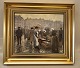 B&G Porcelain painting in golden frame 36.5 x 42 cm Paul Fisher (1860-1934)  Fishing sales woman at Gammel Strand 1917 no 1419 of 1750