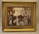 B&G Porcelain painting in golden frame ca 34 x 39.5 cm Paul Fisher (1860-1934) Fire in the street: Skindergade 1896 no 759 of 1750