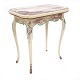 Signed faience tray top table manufactured in Stralsund 1770. H: 75cm. Top: 46x71cm