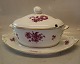 8172-427 Oval Tureen 19 x 31 cm with tray Purple Danish Porcelain Purpur Flower with gold braided Tableware