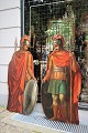 Decorative, 1800s hand-painted wooden panels of 2 knights from an old theater backdrop....