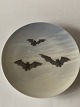 Plate with bats from Royal Copenhagen, 2nd assortment. Produced 1898 - 1923. Rarely offered.
