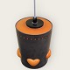 Retro Lamp with hearts.Orange glass and metal.DKK 650
