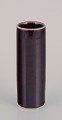 Hertha Bengtson for Rörstrand, Sweden. Unique ceramic vase. Cylinder-shaped with brown glaze.