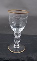 Seagull glassware with gold rim from Denmark. White winw glasses, clear 12.5cm