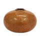 Rund Saxbo vase med brun og rødlig harepels glasur. Signeret Saxbo. H: 9,5cm. D: 13cm