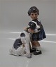 Dahl Jensen figurine 1085 Girl hugging Fox Terrier (DJ) 20 cm