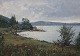 Maleri E. Thorbjørn Mariagerfjord motiv 58 x 77.5 cm med træramme Udsigt fra Stinesminde mod Mariager
