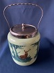 Biscuit bucket in glass.Height with handle 23.5 cm.