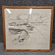 Johannes Larsen  tegning.Nekselø bakker42,5x46,5 cm