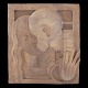 Relief udført i kunststen i dyb relief med motiv i form af mand & kvinde. Utydeligt signeret. Mål: 48x42cm