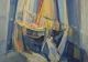 Frans Vester-Pedersen (1934-1972), dansk maler, olie på lærred.Abstrakt komposition.